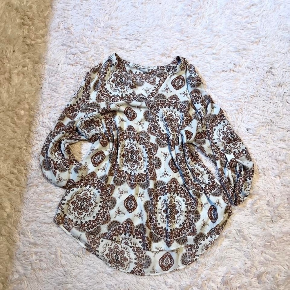 Boho Earthy Mandala Earthy Paisley Floral Indie Flowy Top Womens 1X Goddess